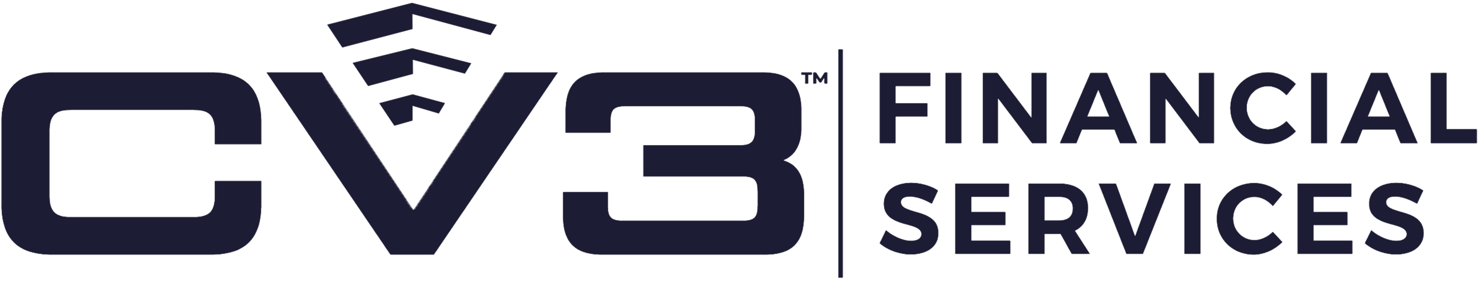 Logo for CV3 Financial Services, featuring stylized "CV3" text and the words "Financial Services" in dark blue.
