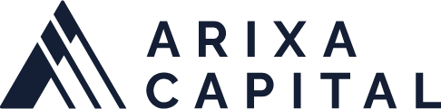 Arixa Capital logo with a stylized triangular mountain graphic to the left of the company name in bold, uppercase letters.