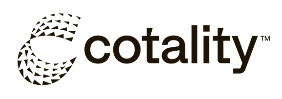 The Cotality logo features the word "cotality" in lowercase letters, with a stylized "C" formed by a pattern of small black triangles.
