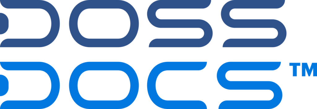 Stylized logo showing the words "DOSS DOCS™" in blue, with the top row in a darker shade and the bottom row in a lighter shade.