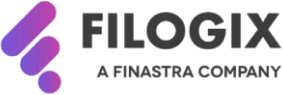 Filogix logo with purple gradient icon and black text reading "Filogix, a Finastra company" on a light background.