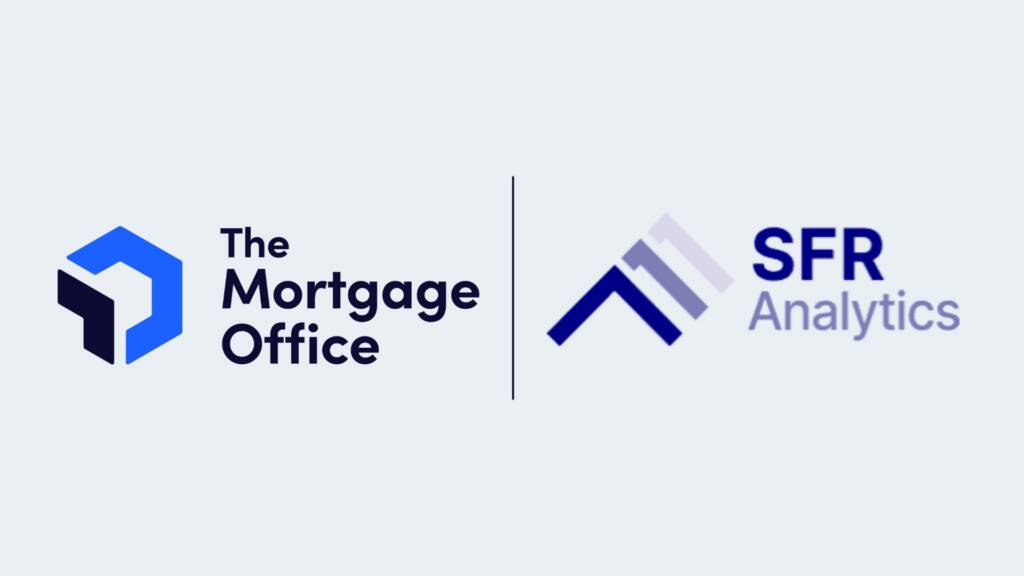 Logos of The Mortgage Office and SFR Analytics side by side, separated by a vertical line, on a light gray background.